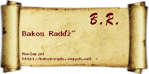 Bakos Radó névjegykártya